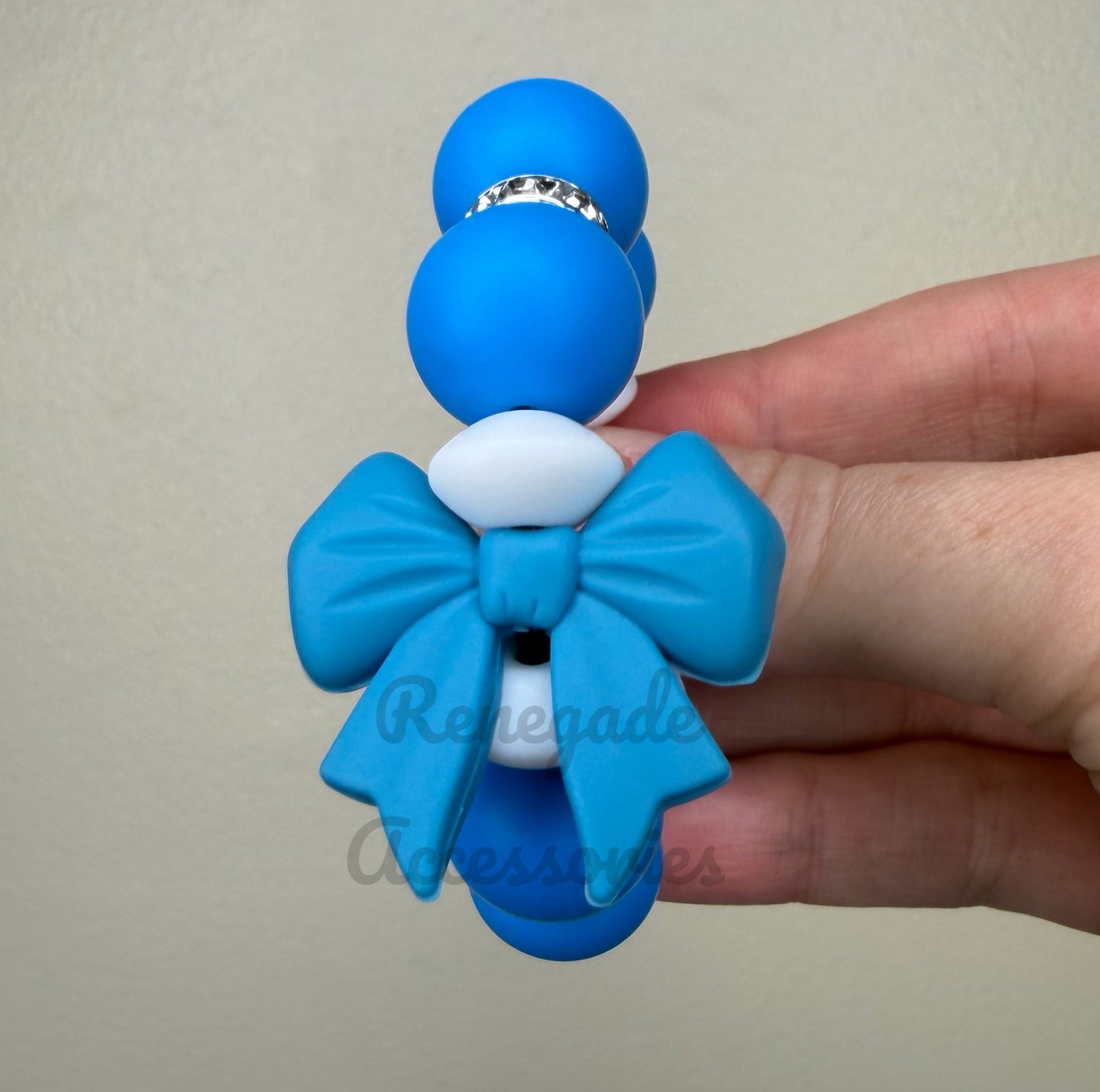 Silicone Charm - Blue Bow