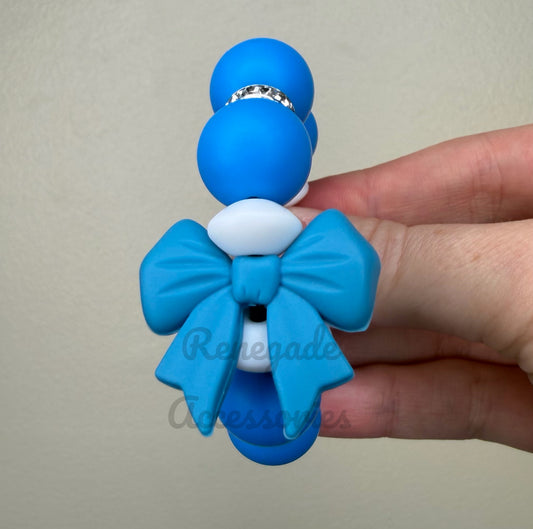 Silicone Charm - Blue Bow