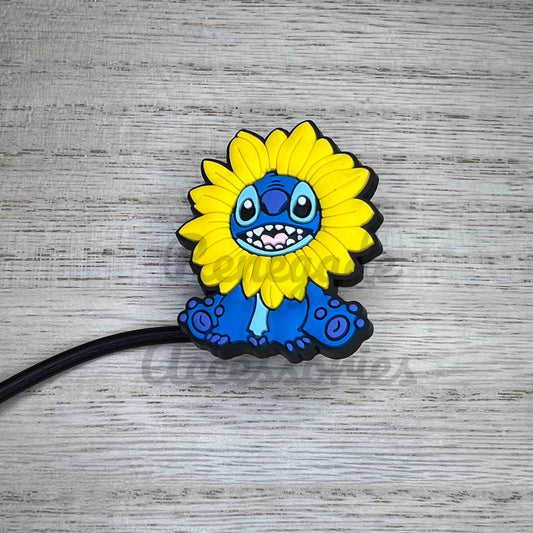 Straw Topper - Blue Alien Sunflower