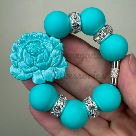 Silicone Charm - Turquoise Flower