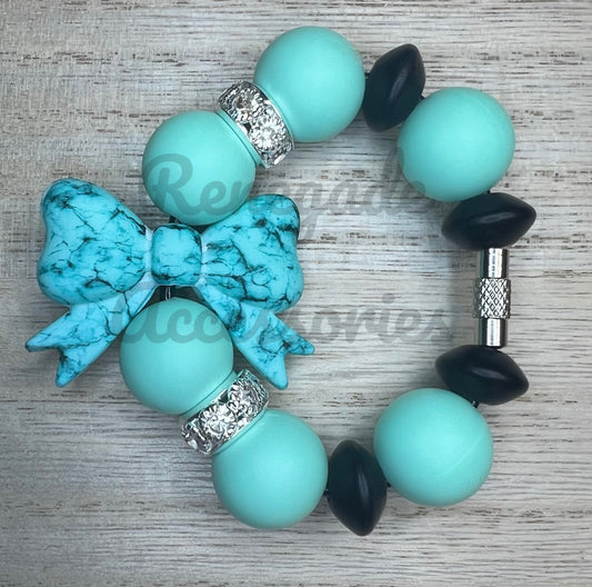 Silicone Charm - Turquoise Stone Print Bow