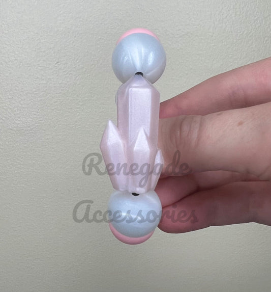 Silicone Charm - Pink Pearl Crystals