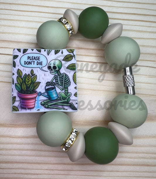 Silicone Charm - Please Don’t Die - Skeleton/Plants