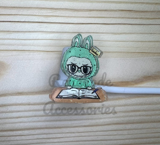 Straw Topper - Bubu Writing “Tuesday” Teal