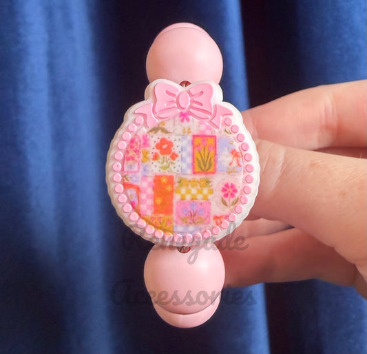 Silicone Charm - Patchwork Bow Frame