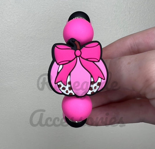 Silicone Charm - Pink Pumpkin Bow