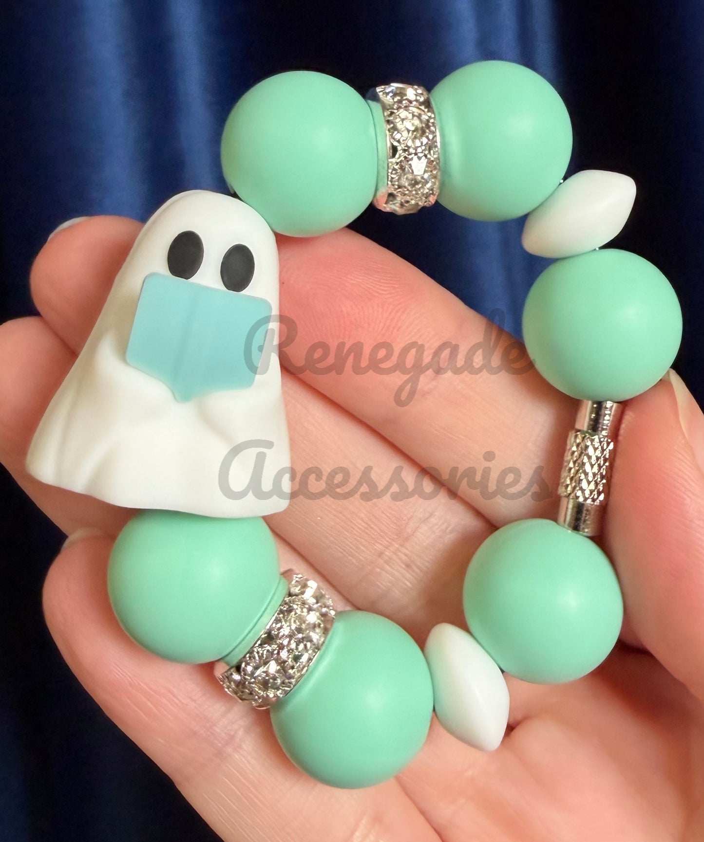 Silicone Charm - Blue Reading Ghost - Books