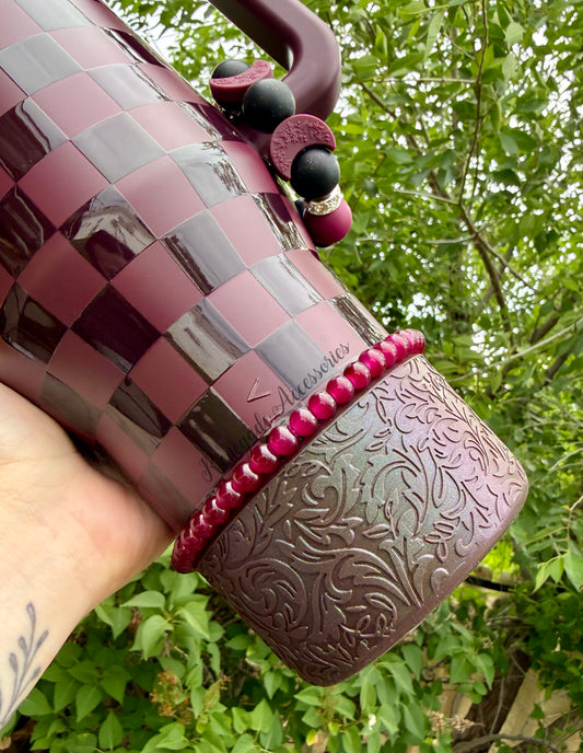 Bracelet Stack - Burgundy - Ember Checkers 🖤40 Oz HYDROJUG🖤