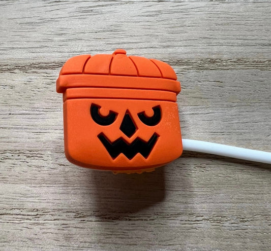 Straw Topper - Pumpkin Bucket