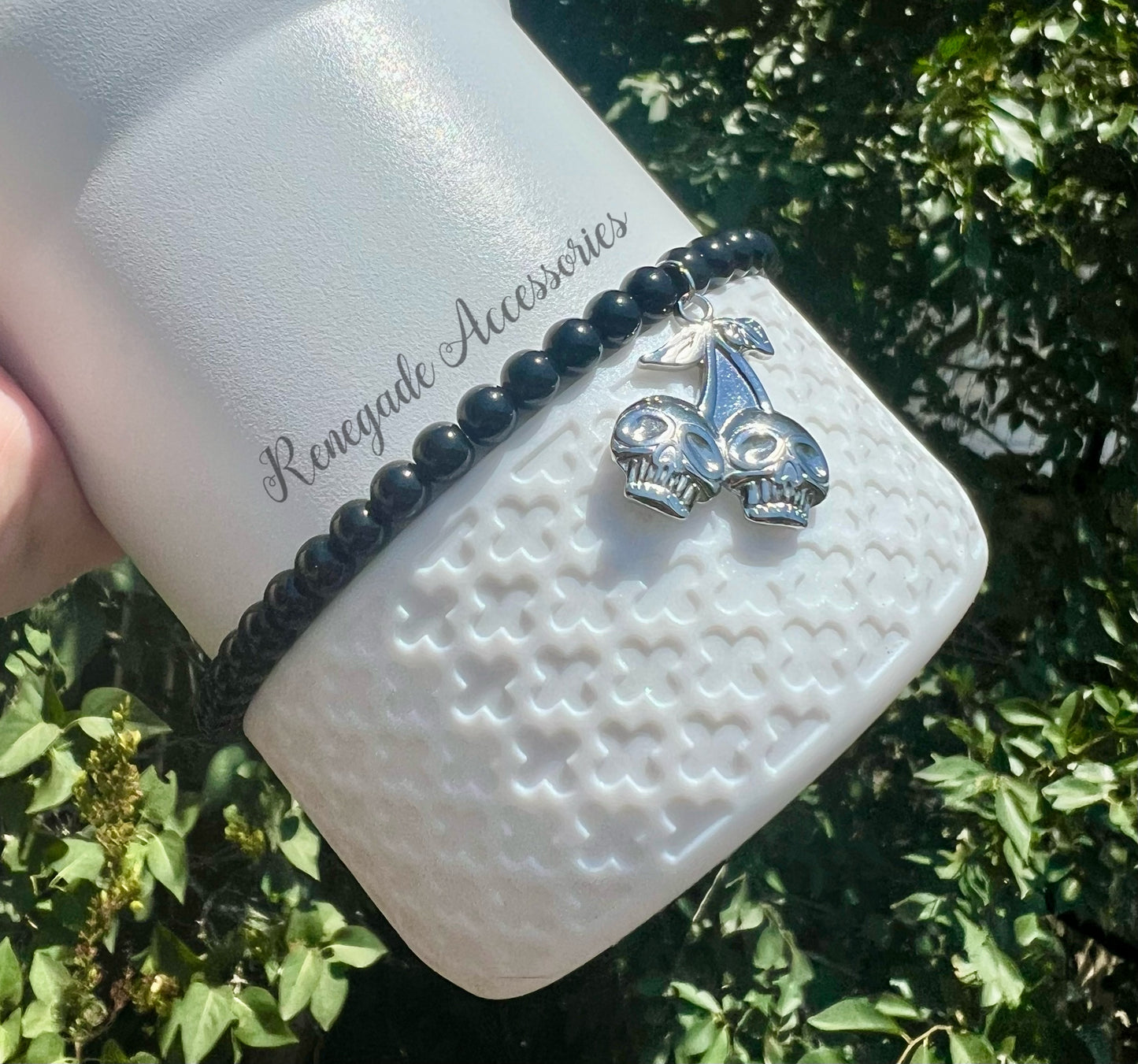 Bracelet Stack - Silver Cherry Skull - HYDROJUG