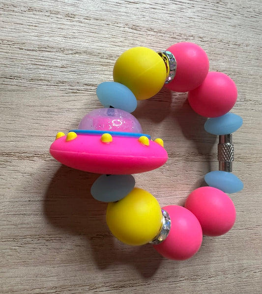 Silicone Charm - Pink Flying Saucer / UFO