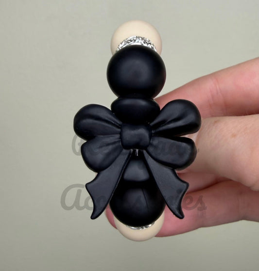 Silicone Charm - Black Bow - Black Tie/Stella