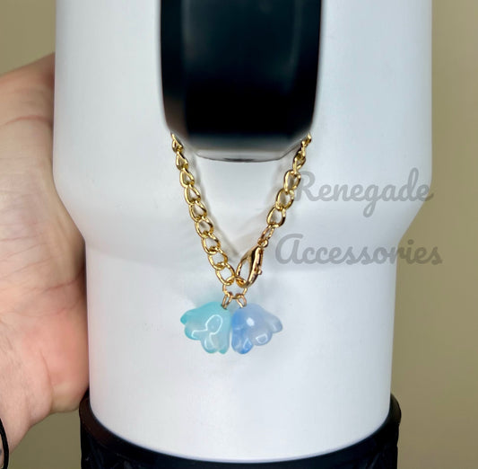 Metal Charm - Flowers - Light Blue