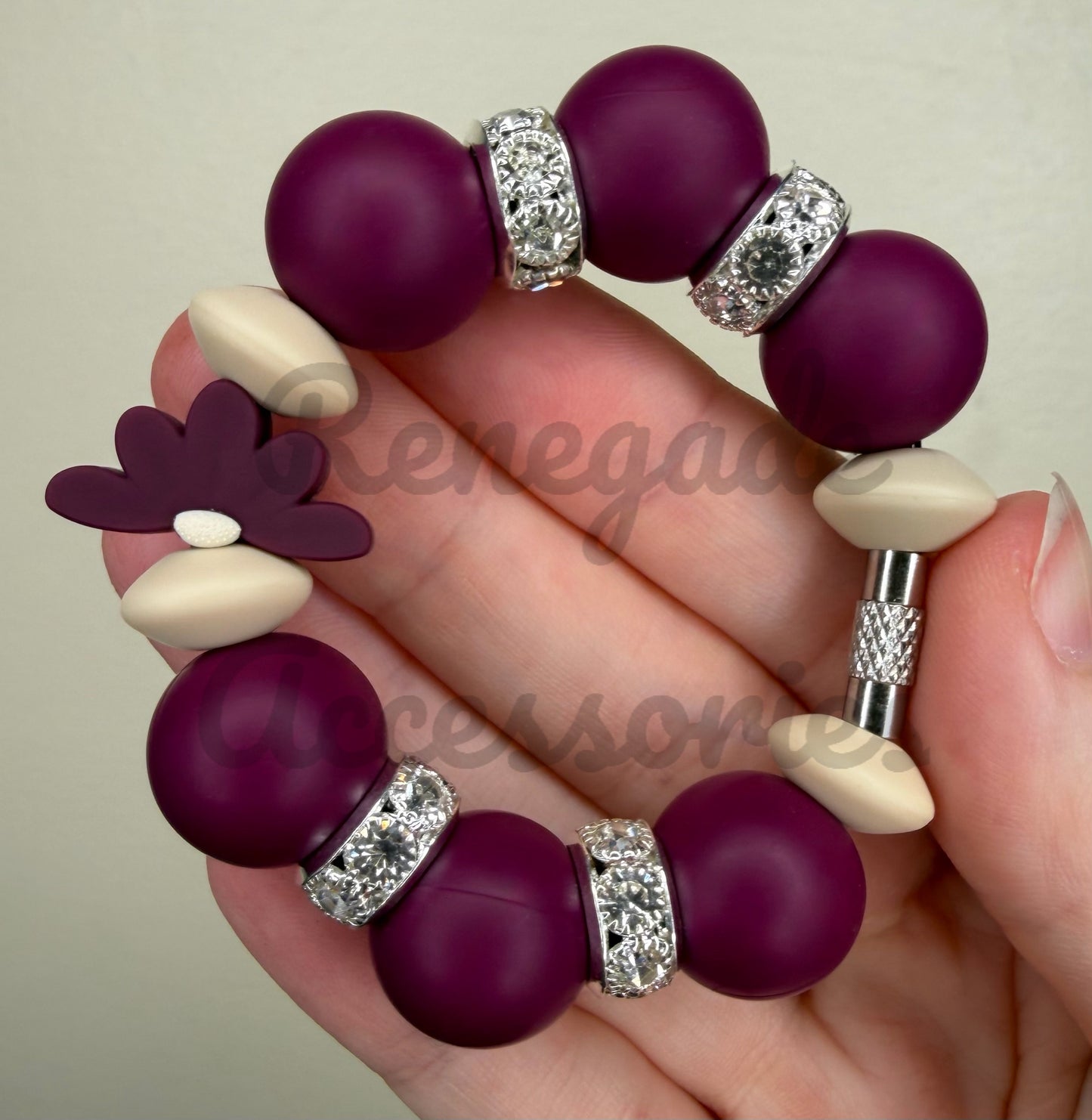 Silicone Charm - Half Daisy Flower - Ember Checkmate