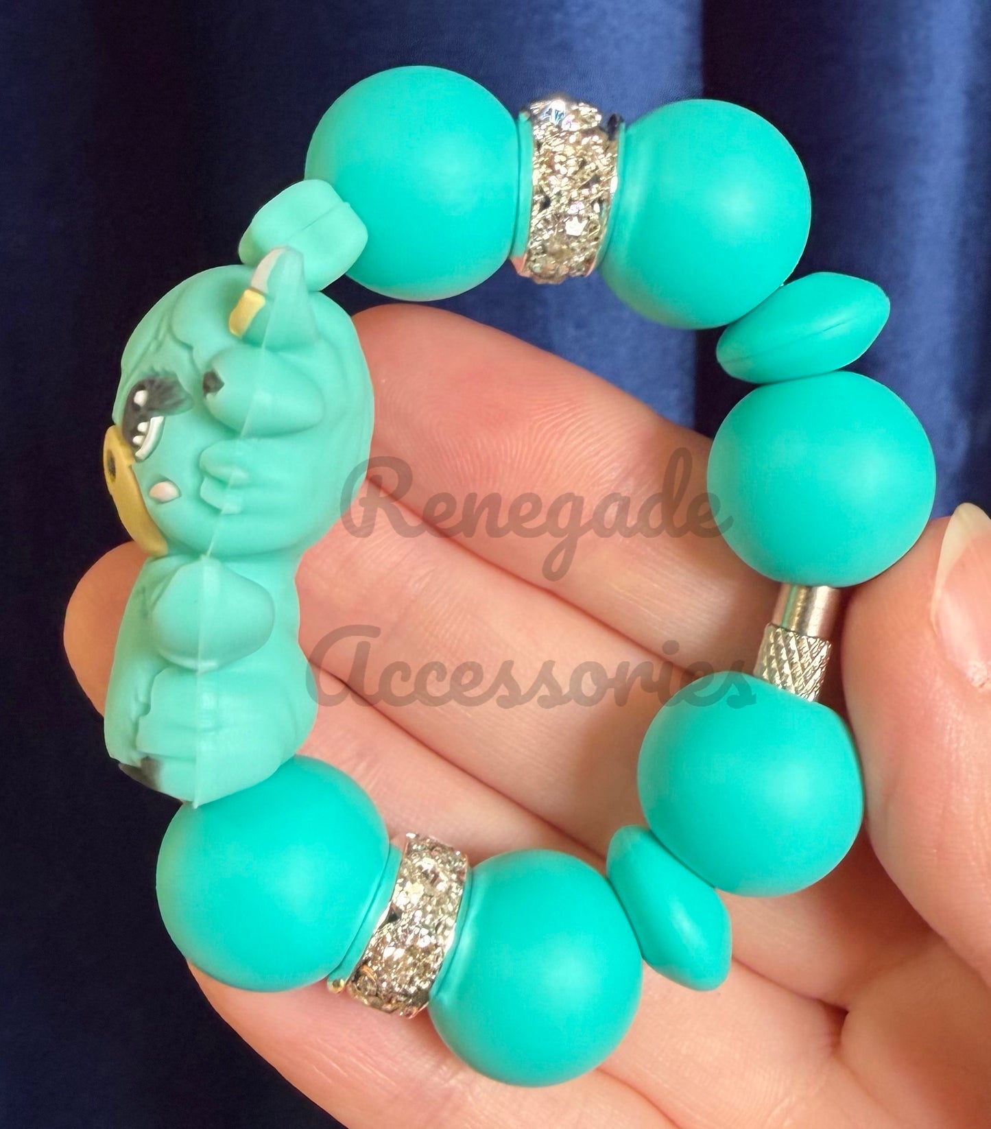 Silicone Charm - Turquoise Blue Highland Cow With Bow