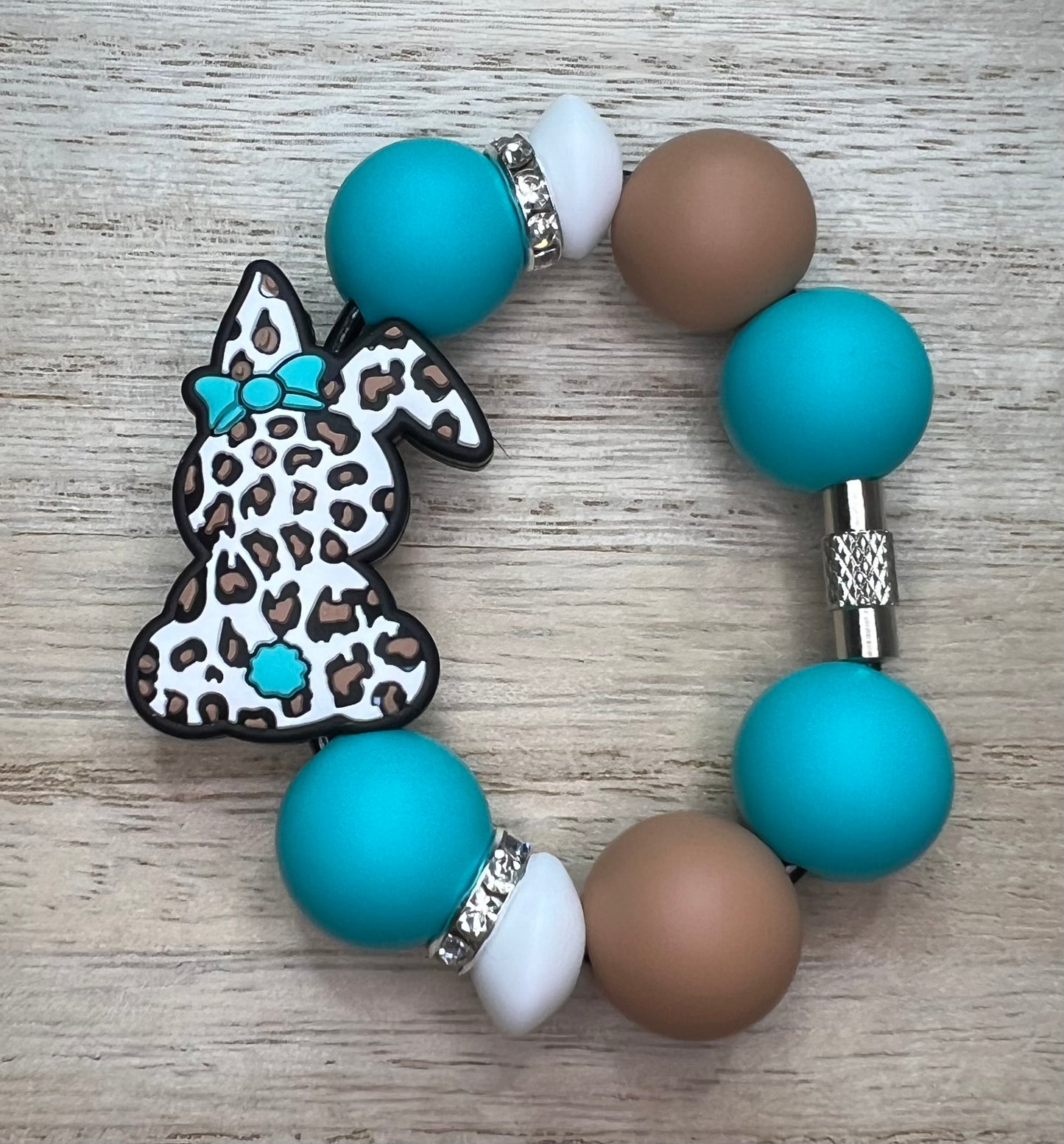 Silicone Charm - Bougie Bunny Blue Cheetah