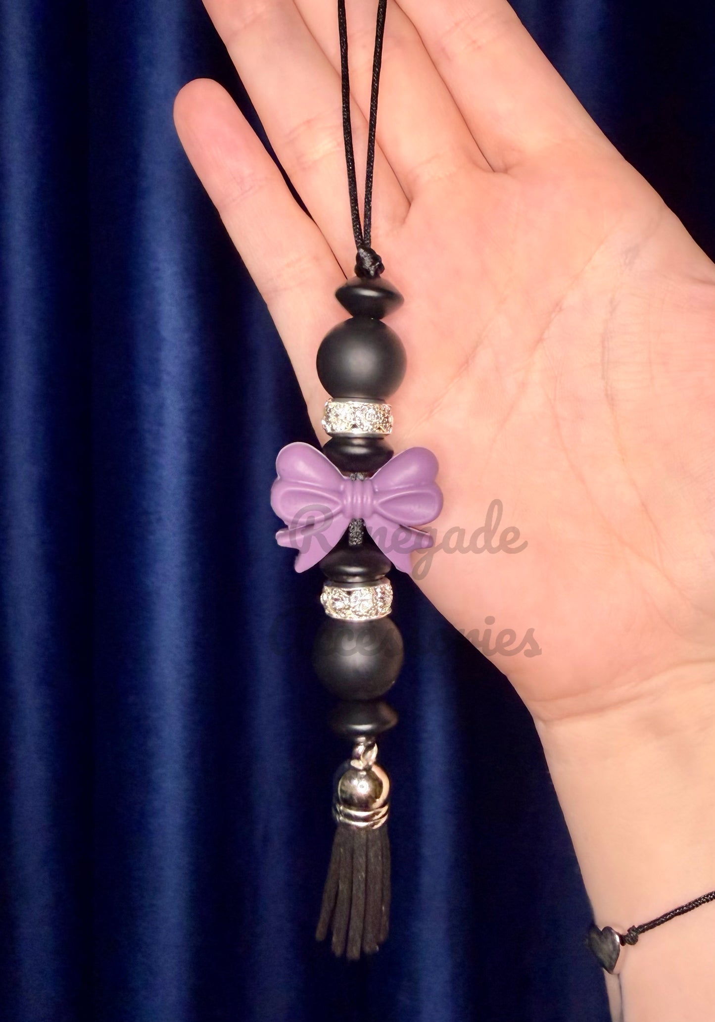 Silicone Charm - Enchanted Charms - Purple Bow/Midnight Floral 🖤32 Oz Sport🖤