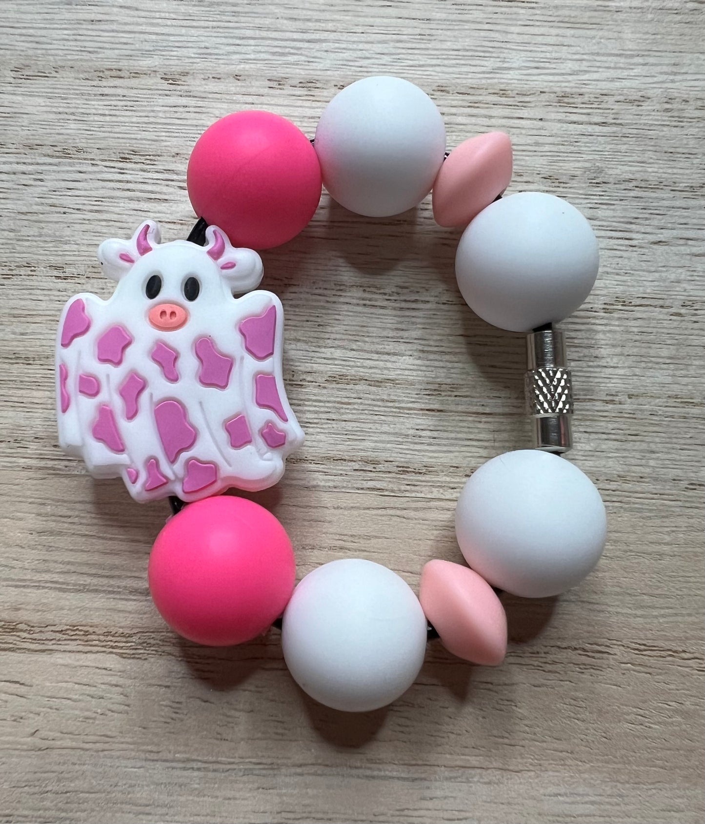 Silicone Charm - Pink Ghost Cow