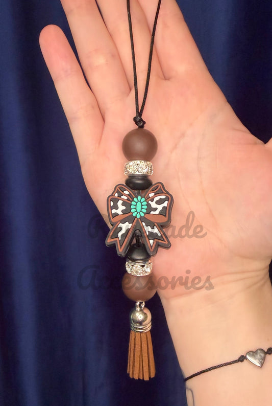 Silicone Charm - Enchanted Charms - Cow Print Bow/Frontier 🖤40 Oz Sport🖤(Longer Version) ✨PREORDER-Read Description✨