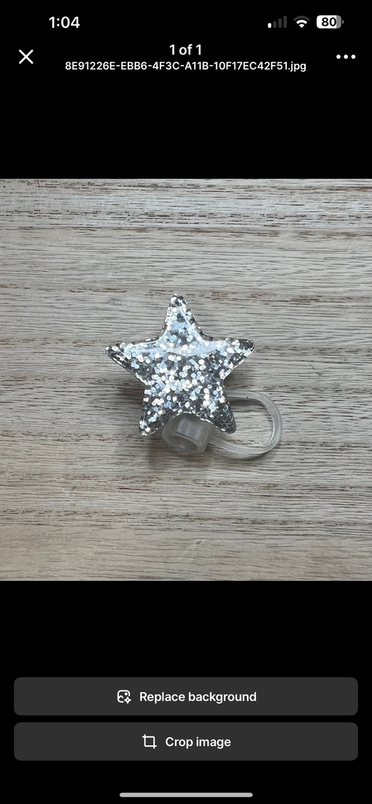 8mm Straw Topper - Glitter Star - SMALL SIZE