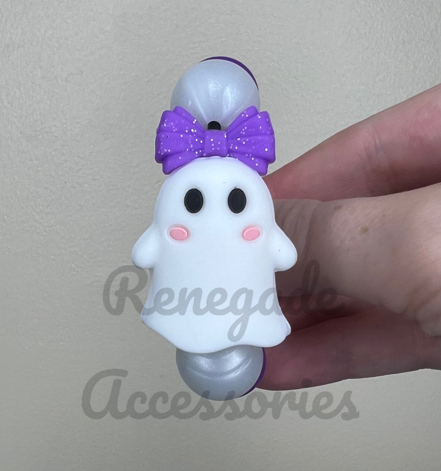 Silicone Charm - Ghost Purple Bow