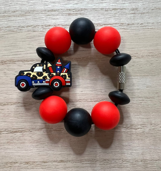 Silicone Charm - Patriotic Firework Truck