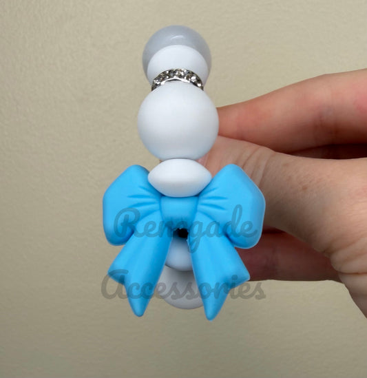 Silicone Charm - Blue Bow