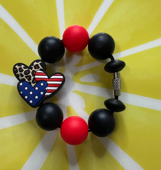 Silicone Charm - Fourth Of July Hearts