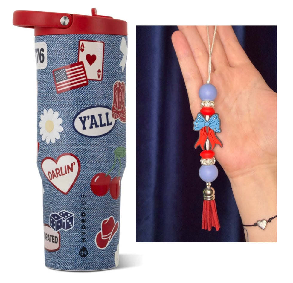Silicone Charm - Enchanted Charms - American Honey Bow 🖤32 Oz Sport🖤