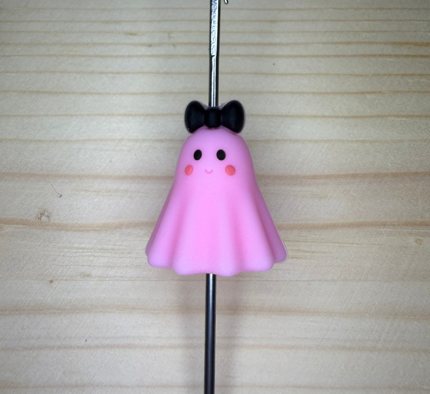 Focal Bead - Pink Ghost W Bow