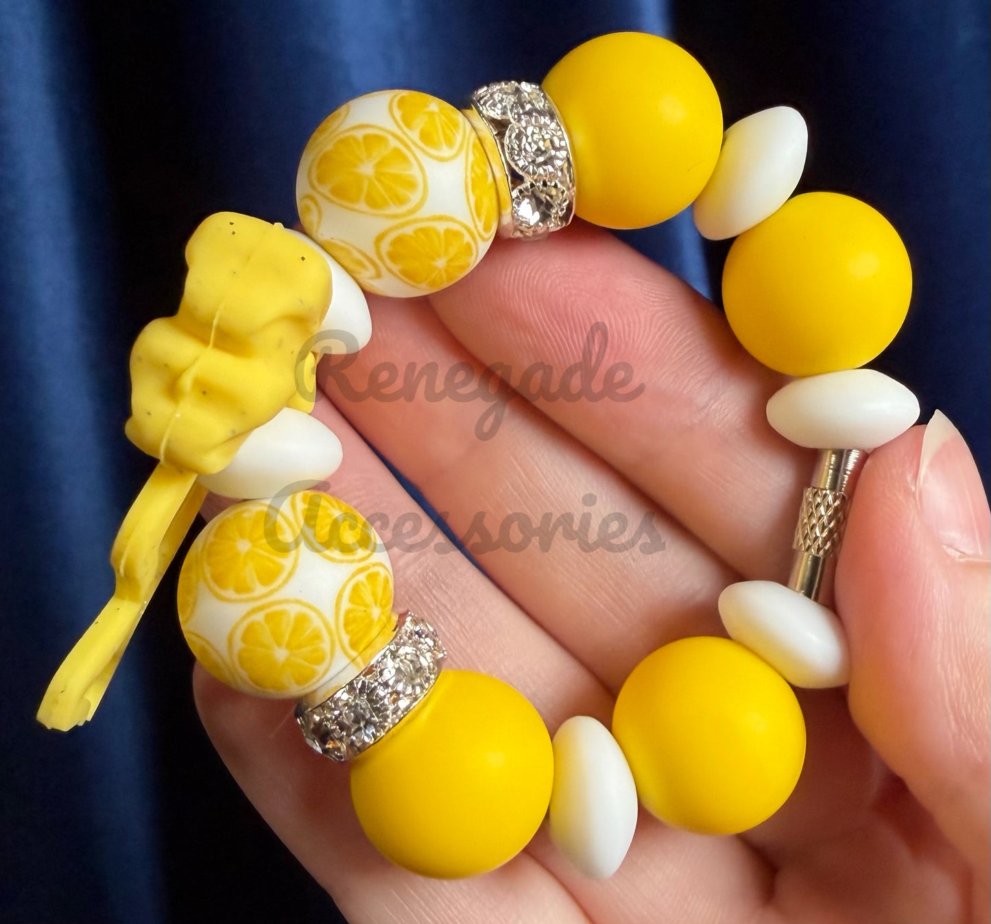 Silicone Charm - Yellow Glitter Bow - Lemons