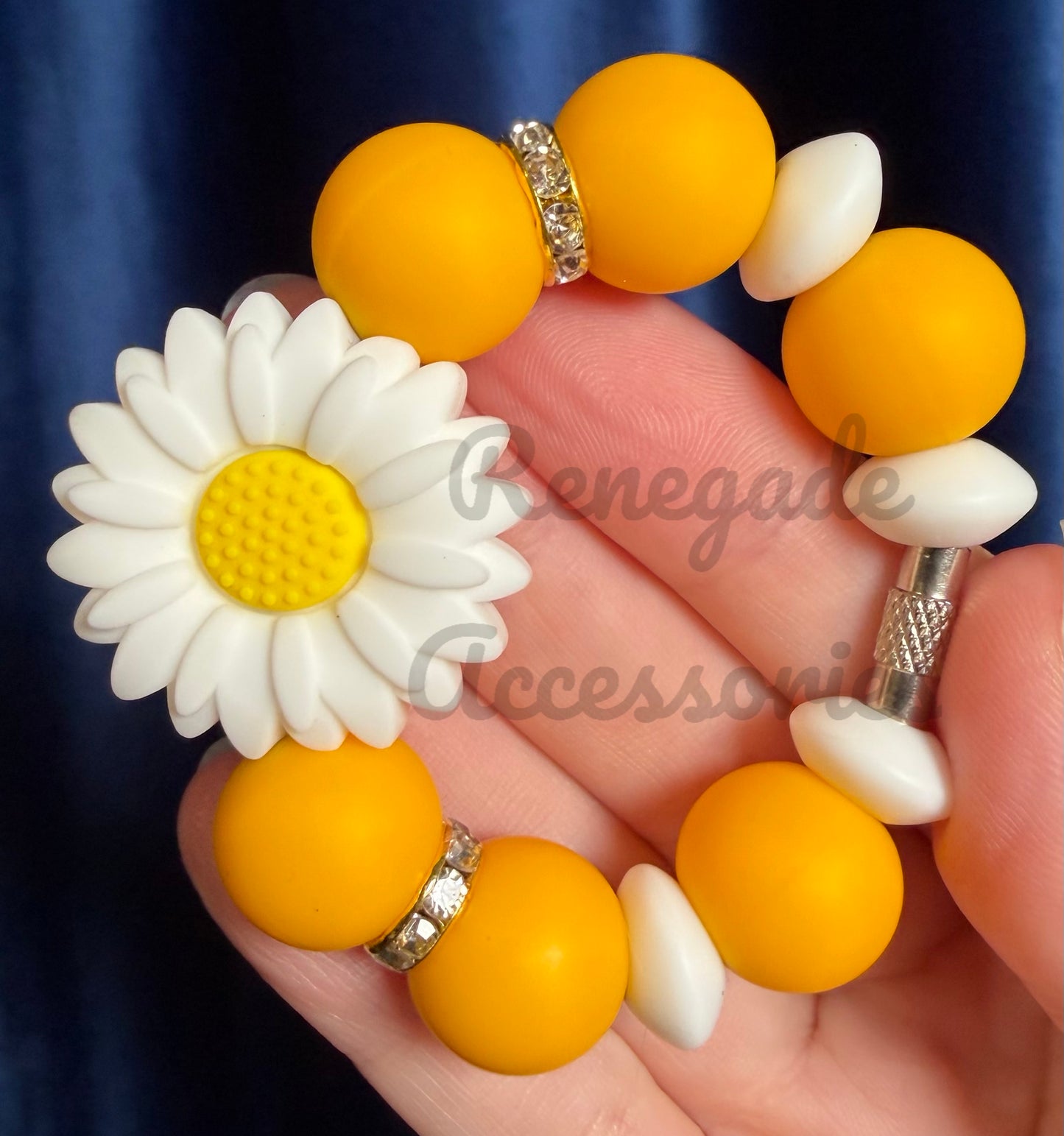 Silicone Charm - White Sunflower