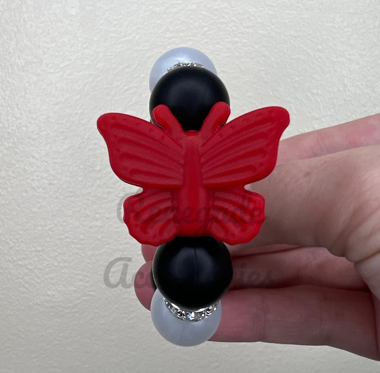 Silicone Charm - Red Butterfly