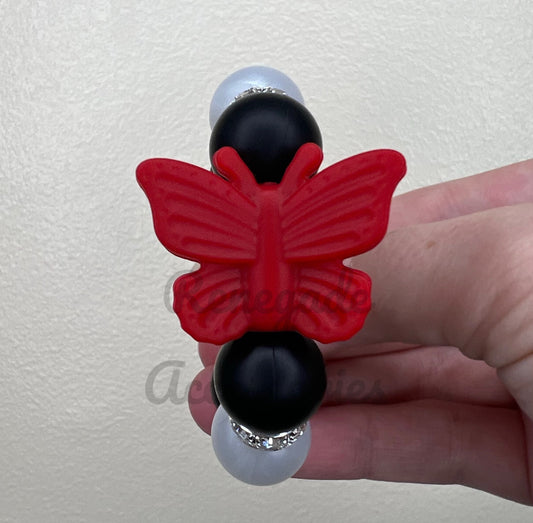 Silicone Charm - Red Butterfly