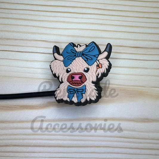 Straw Topper - Highland Cow Bow