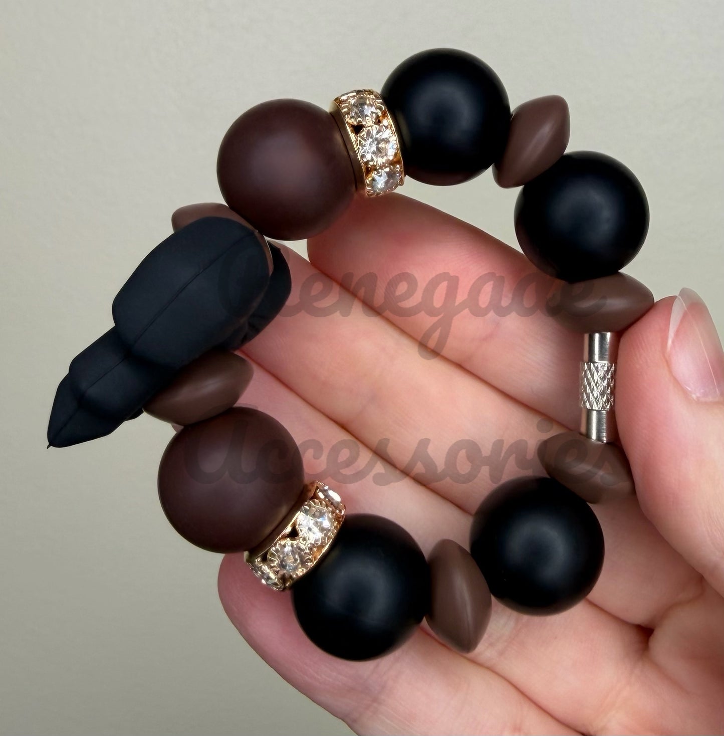 Silicone Charm - Black Bow - Leopard