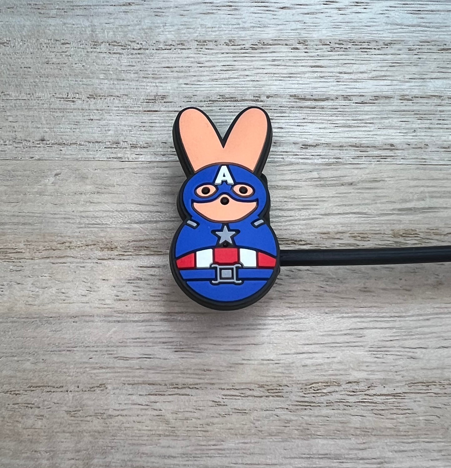 Straw Topper - Superhero Character Peep Bunny