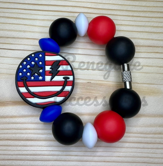 Silicone Charm - Smiley Face Flag