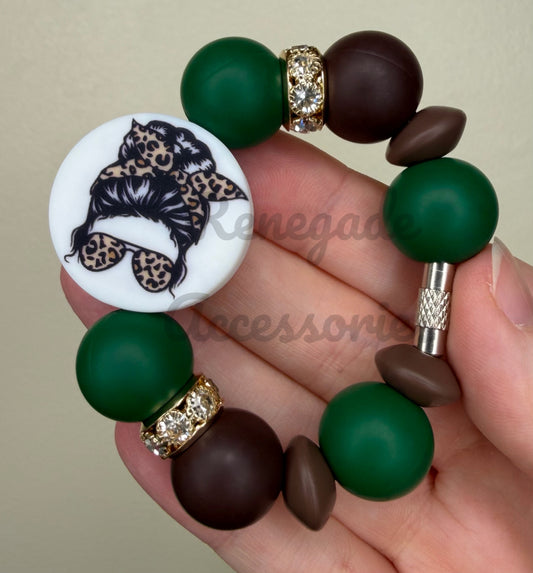 Silicone Charm - Leopard Girl- Frosted Emerald