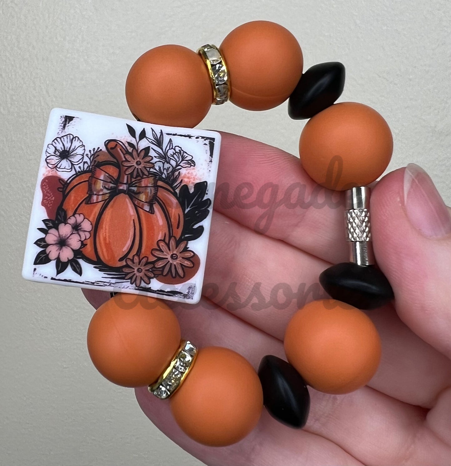 Silicone Charm - Floral Pumpkin