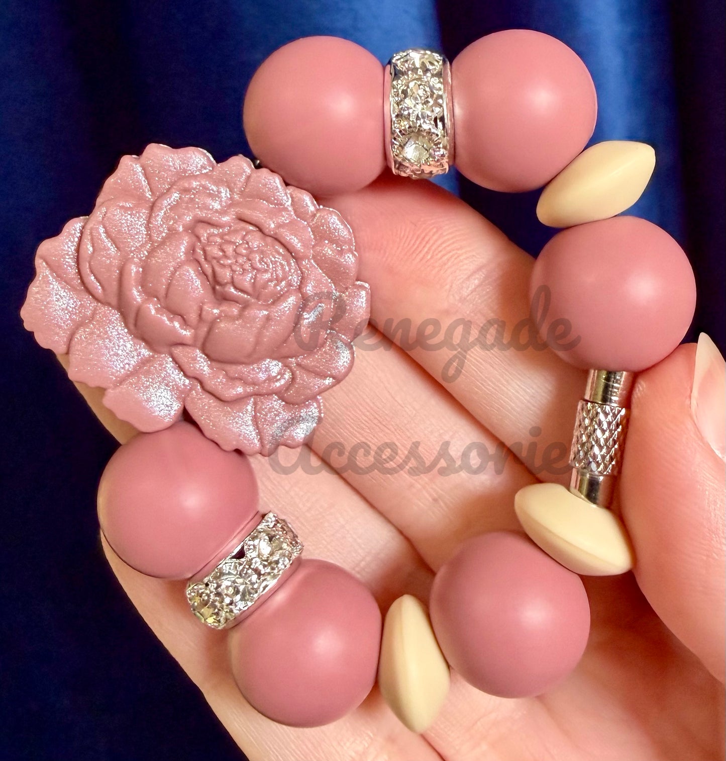 Silicone Charm - Mauve Peony Flower