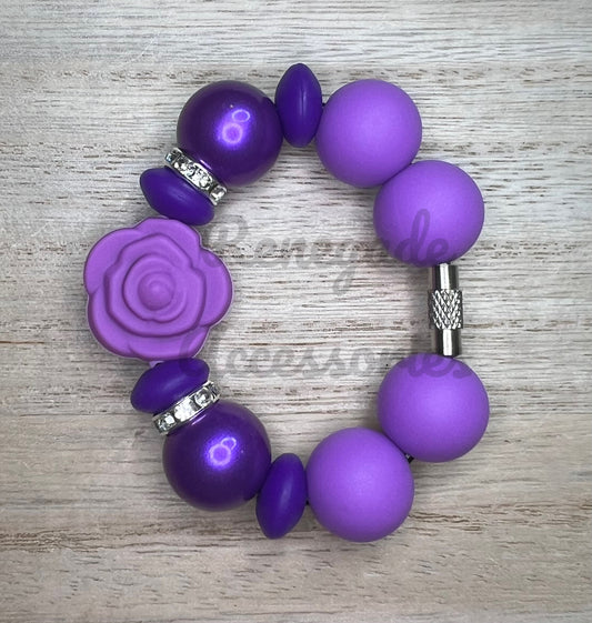 Silicone Charm - Purple Rose