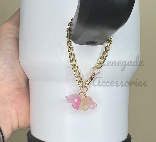 Metal Charm - Flowers - Pink/Yellow