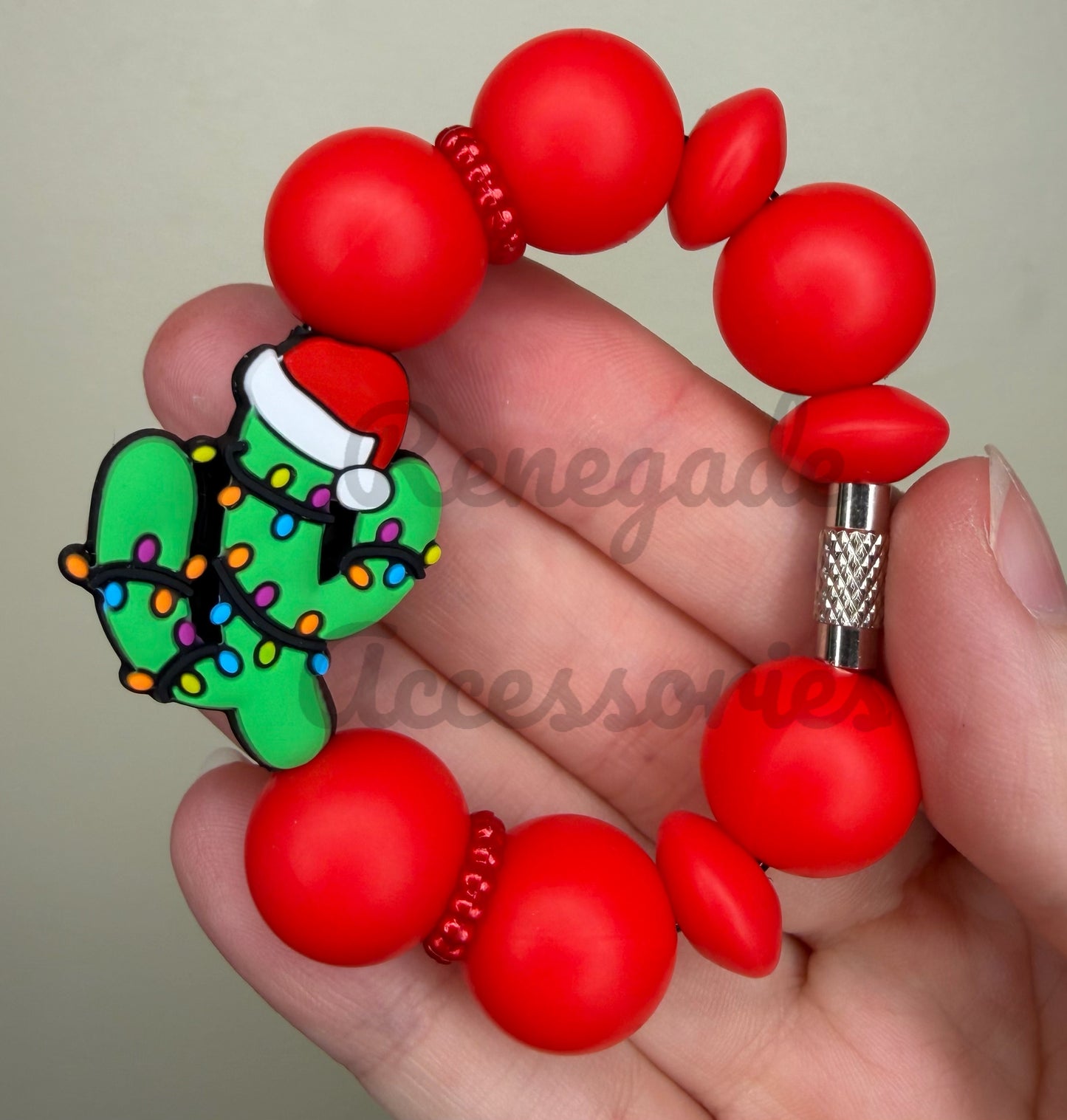 Silicone Charm - Cactus - Cowboy Christmas/Holly