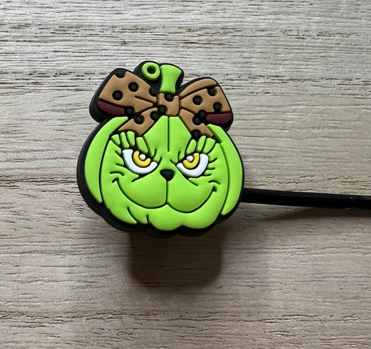 Straw Topper - Pumpkin Christmas Green Guy