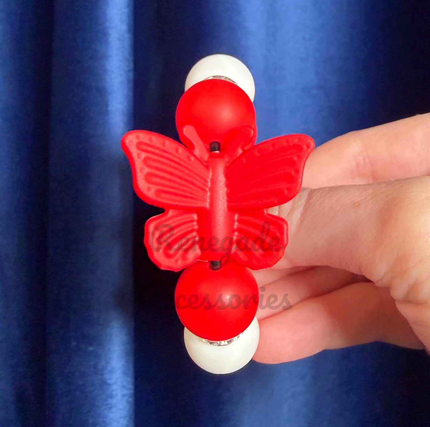 Silicone Charm - Red Butterfly - Roses Are Red/Holiday Red/Holly