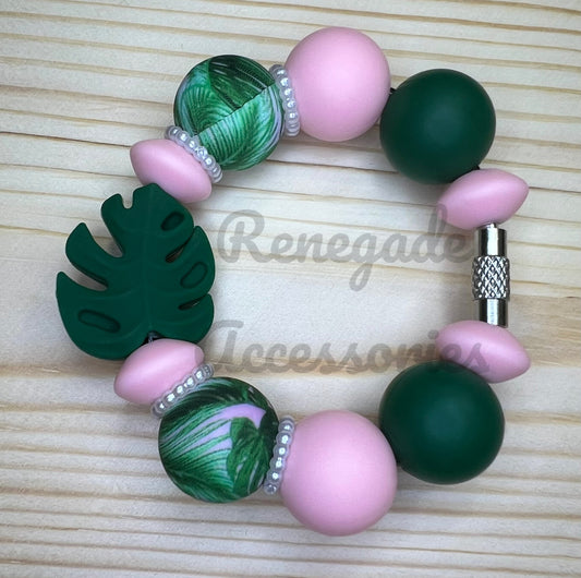 Silicone Charm - Green Monstera Flower