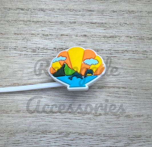Straw Topper - Seashell - Beach/Dolphins