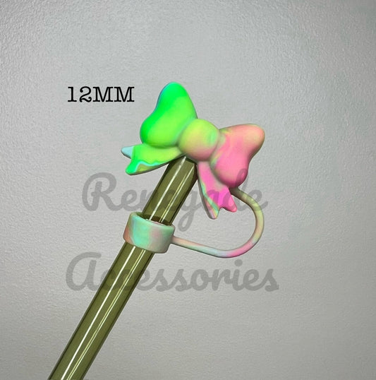 LARGE Straw Topper - 12MM Tie Dye Bow