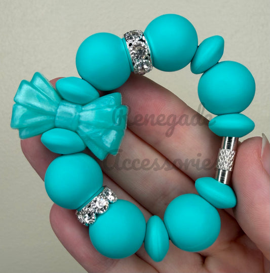 Silicone Charm - Turquoise Opal Bow